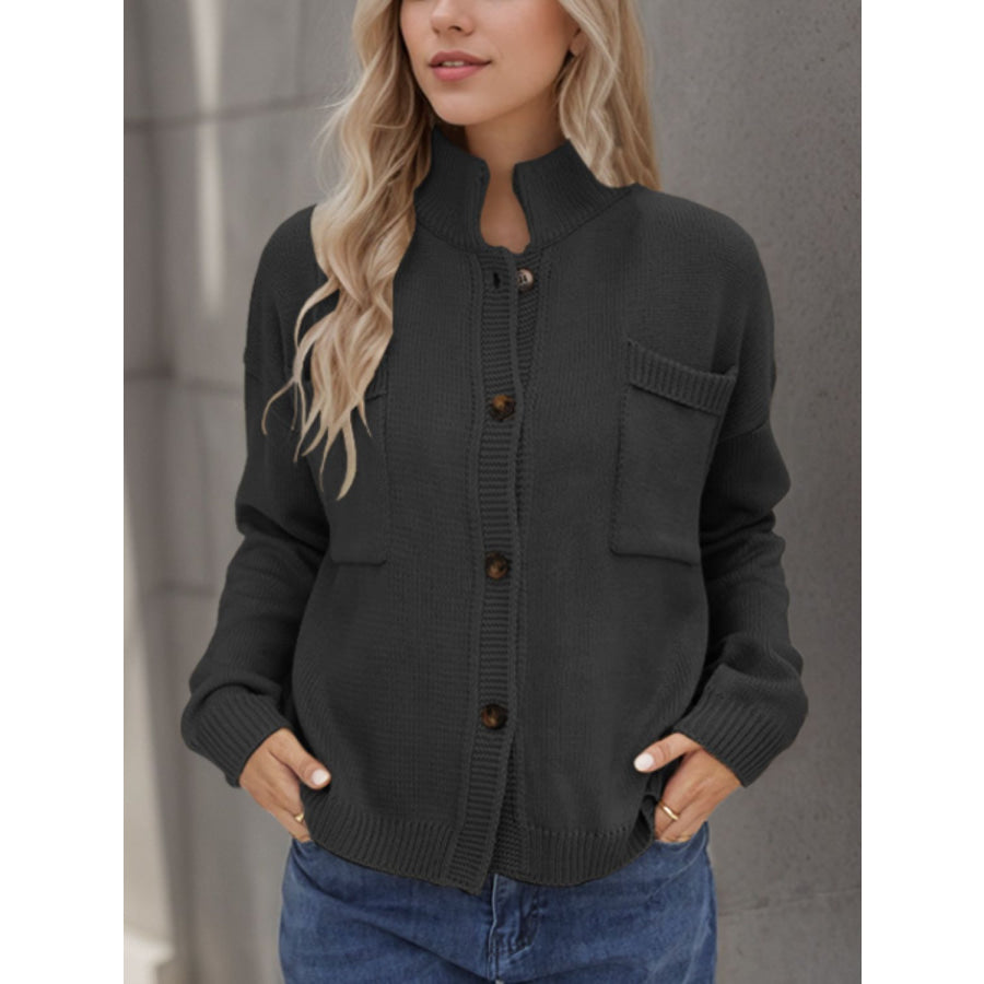 Button Up Long Sleeve Cardigan Black / S Apparel and Accessories