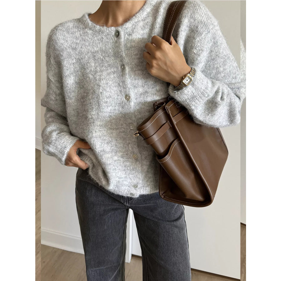 Button Up Long Sleeve Cardigan Gray / M Apparel and Accessories