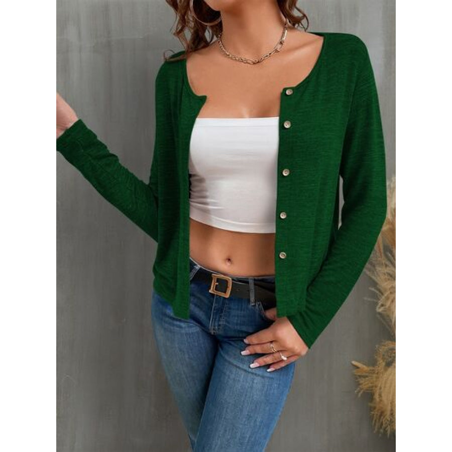 Button Up Long Sleeve Cardigan Green / S Apparel and Accessories