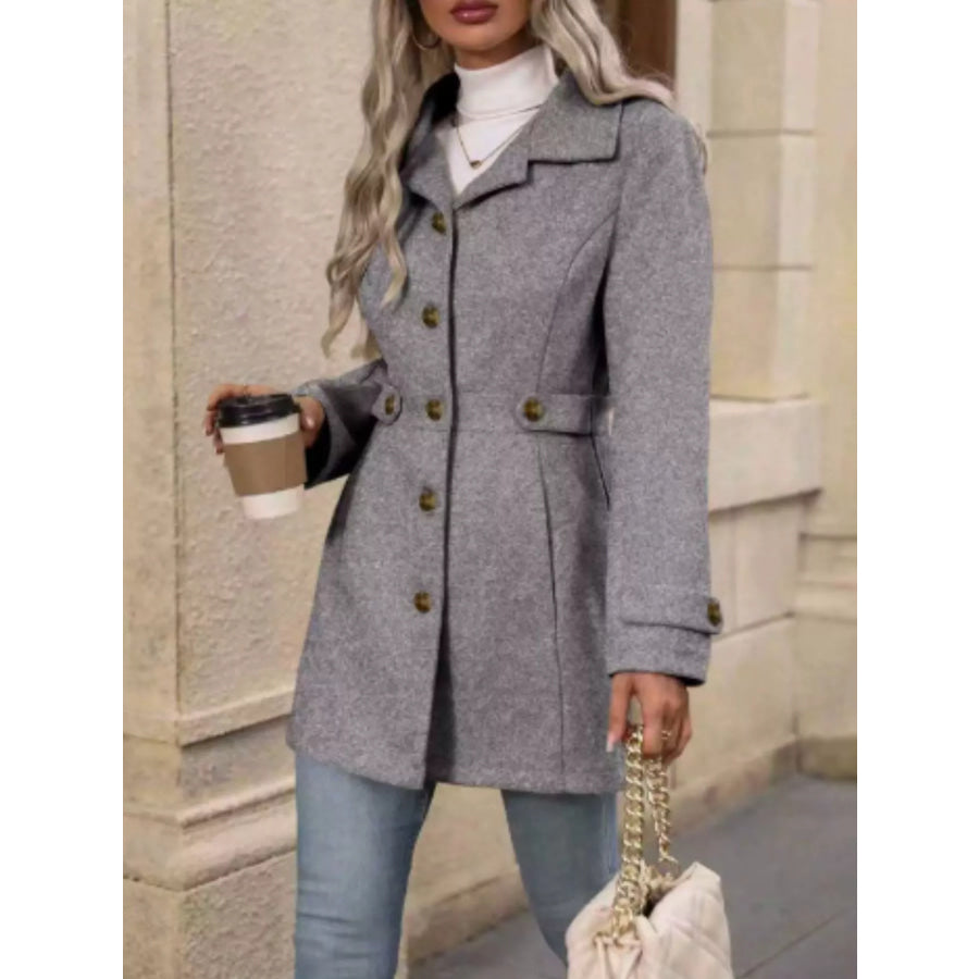 Button Up Long Sleeve Coat Dark Gray / S Apparel and Accessories