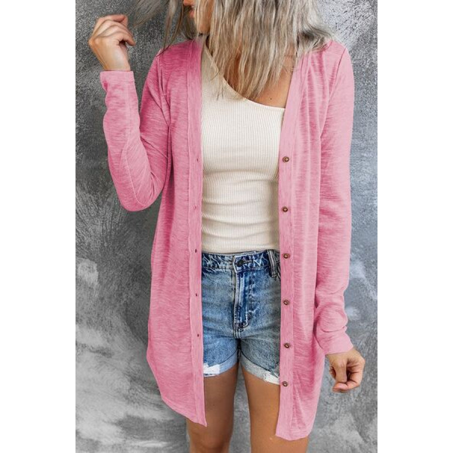 Button Up Long Sleeve Cover Carnation Pink / S Apparel and Accessories