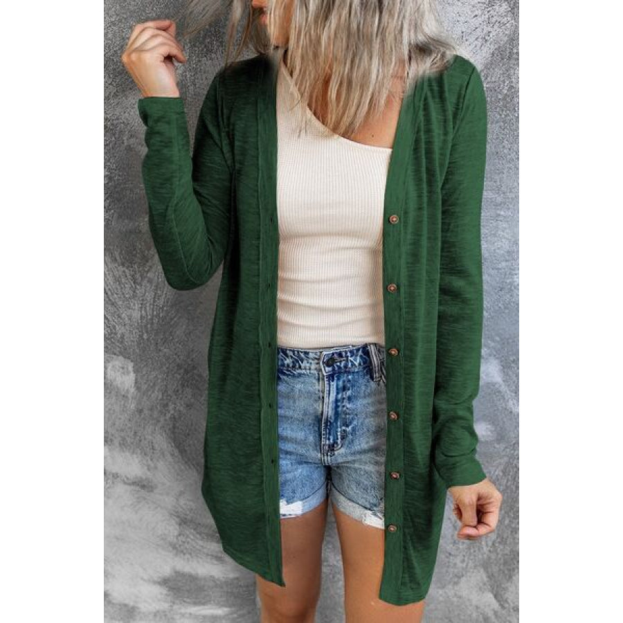 Button Up Long Sleeve Cover Green / S Apparel and Accessories