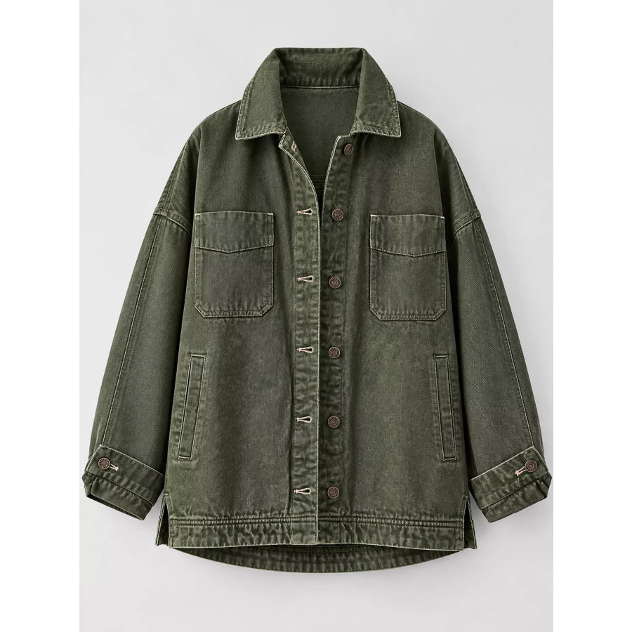 Button Up Long Sleeve Denim Jacket Apparel and Accessories