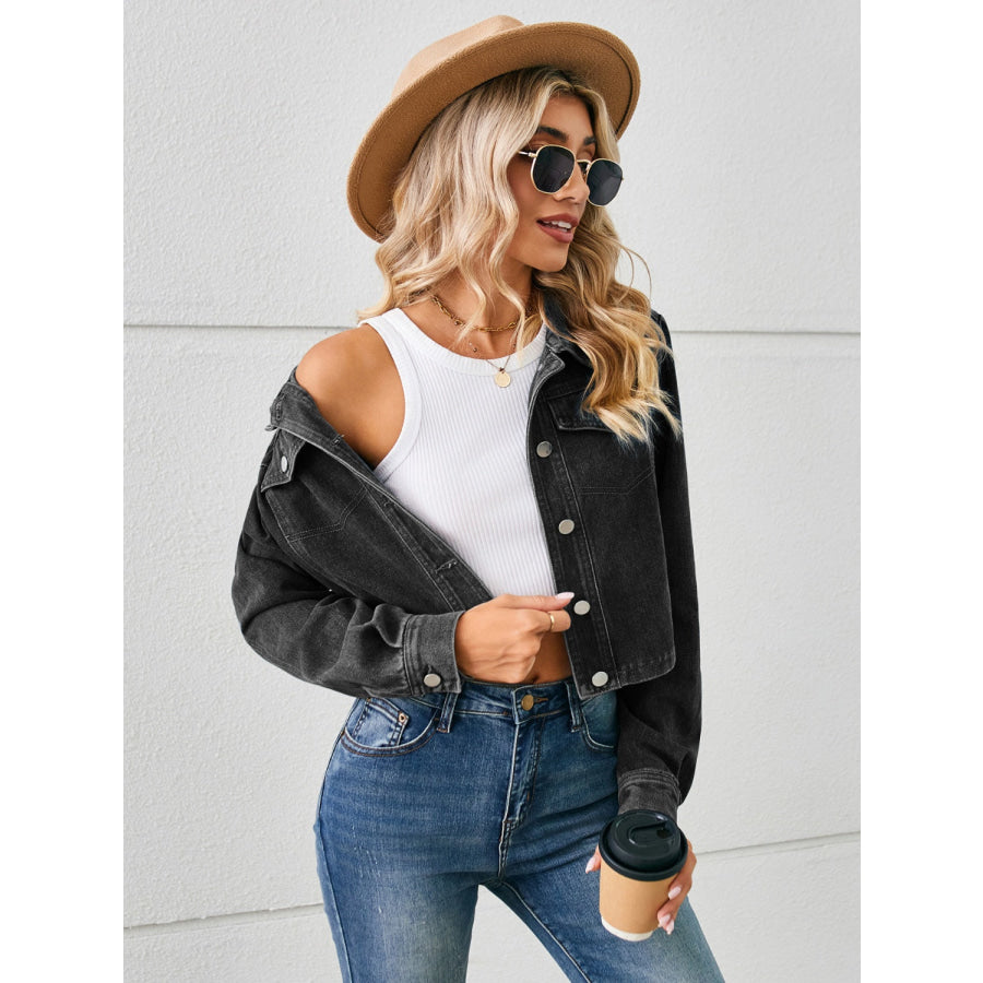 Button Up Long Sleeve Denim Jacket Apparel and Accessories