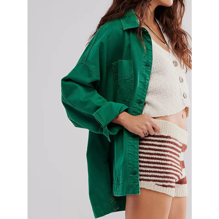 Button Up Long Sleeve Denim Jacket Apparel and Accessories