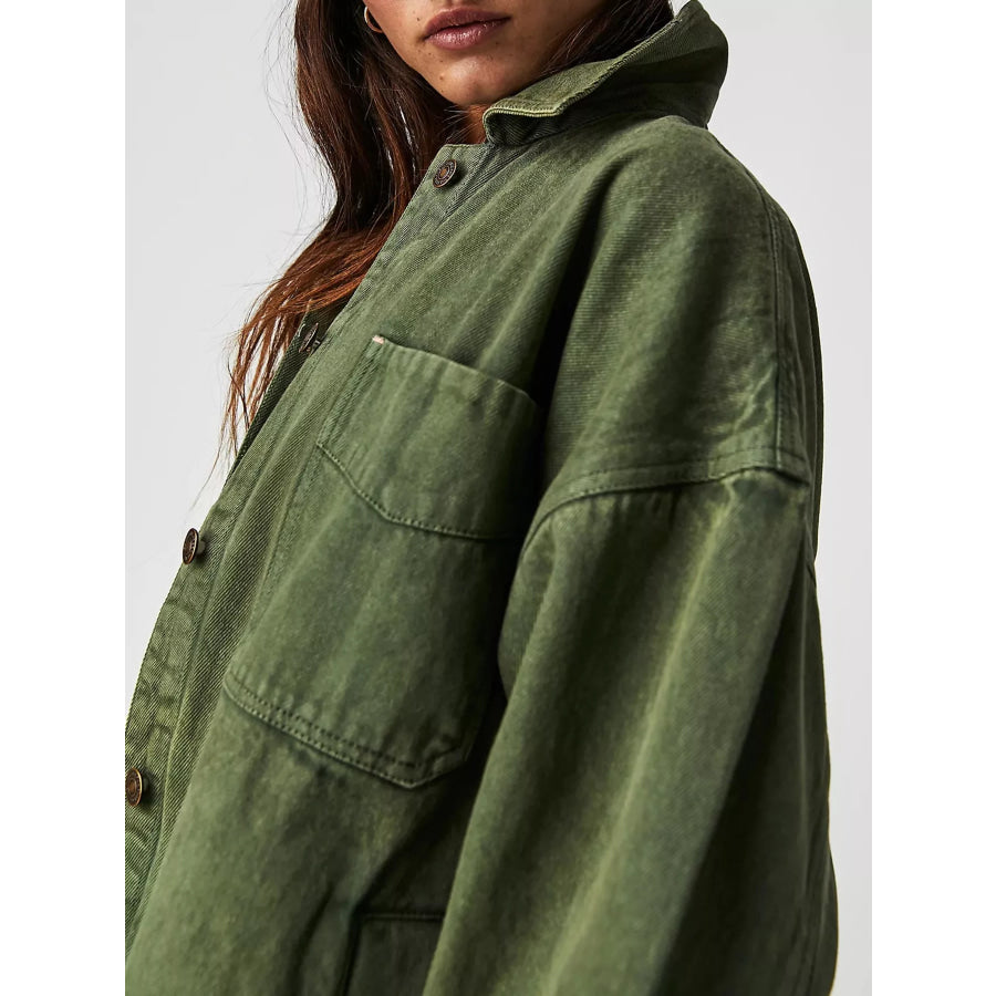 Button Up Long Sleeve Denim Jacket Apparel and Accessories