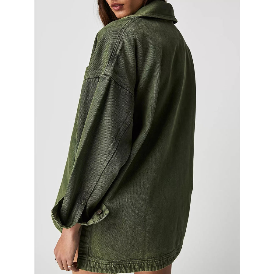 Button Up Long Sleeve Denim Jacket Apparel and Accessories