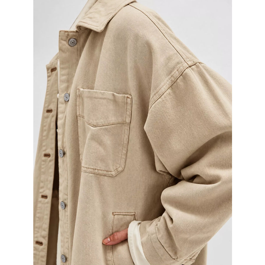 Button Up Long Sleeve Denim Jacket Apparel and Accessories