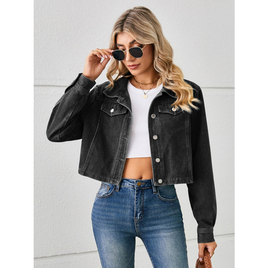 Button Up Long Sleeve Denim Jacket Apparel and Accessories