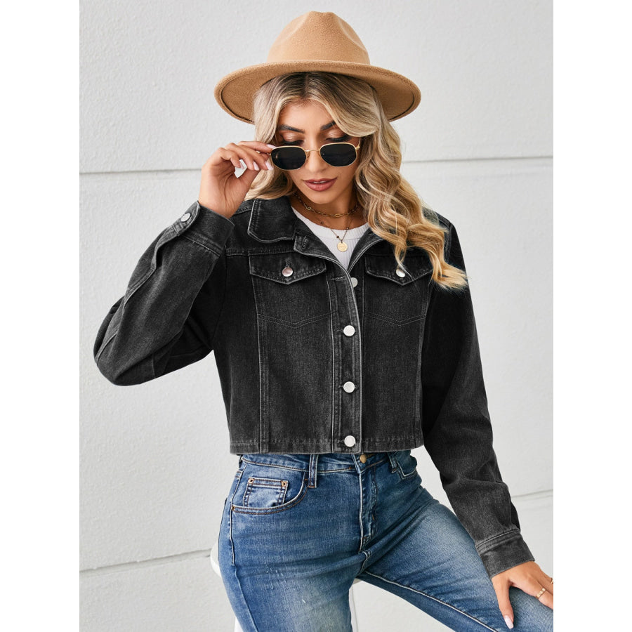 Button Up Long Sleeve Denim Jacket Apparel and Accessories