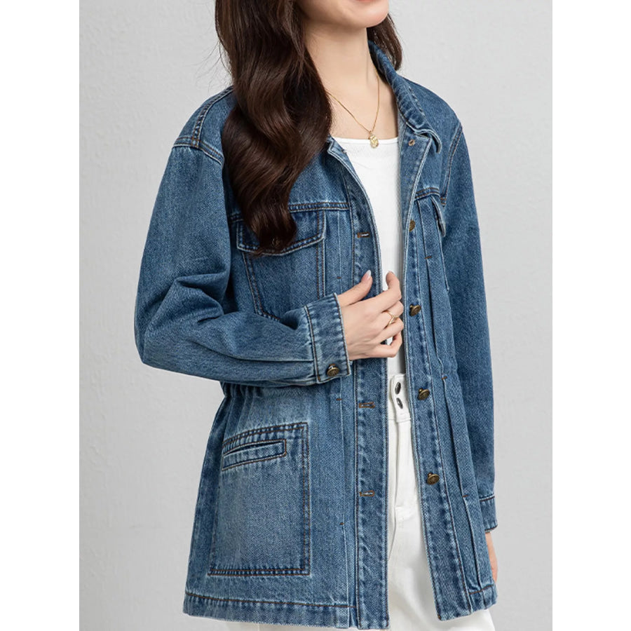 Button Up Long Sleeve Denim Jacket Apparel and Accessories