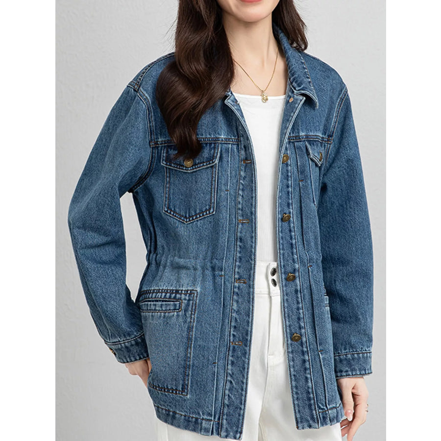 Button Up Long Sleeve Denim Jacket Apparel and Accessories