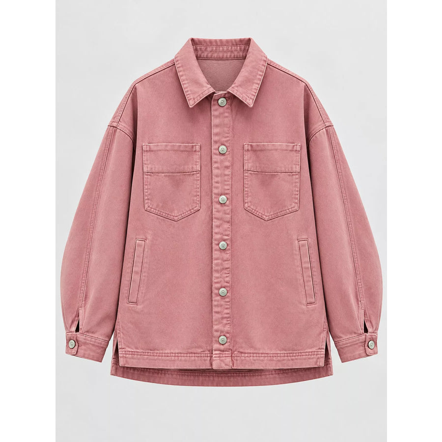 Button Up Long Sleeve Denim Jacket Apparel and Accessories