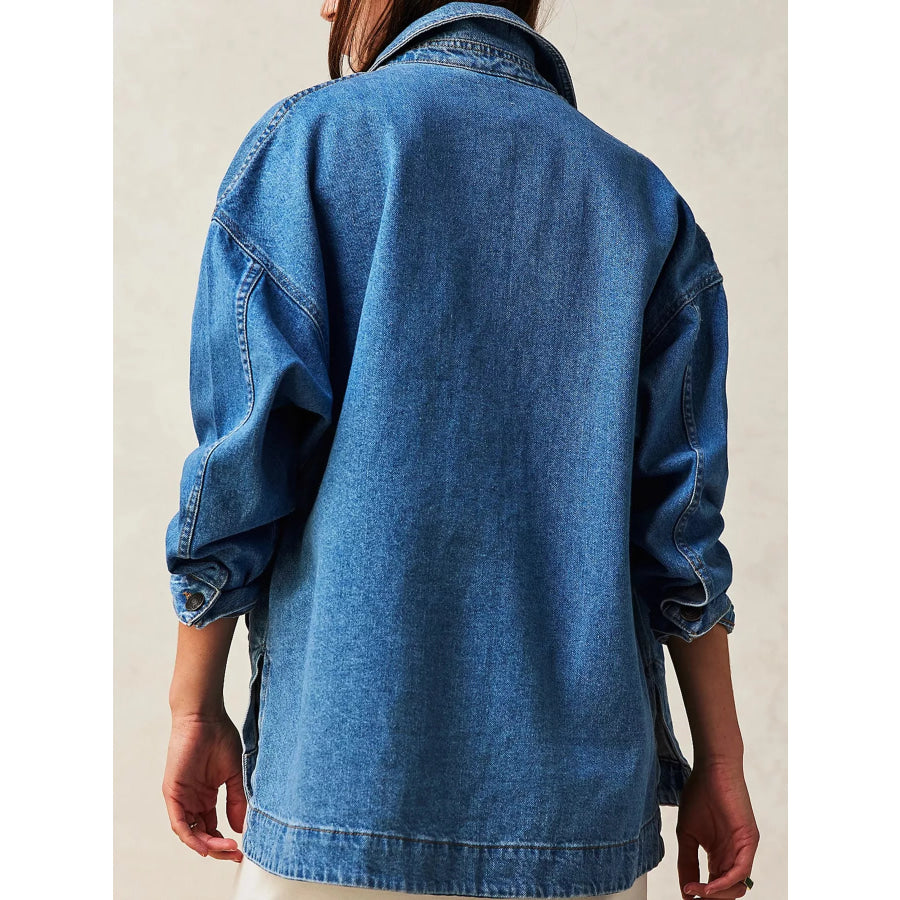Button Up Long Sleeve Denim Jacket Apparel and Accessories