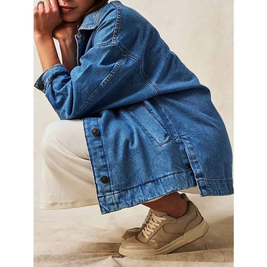 Button Up Long Sleeve Denim Jacket Apparel and Accessories