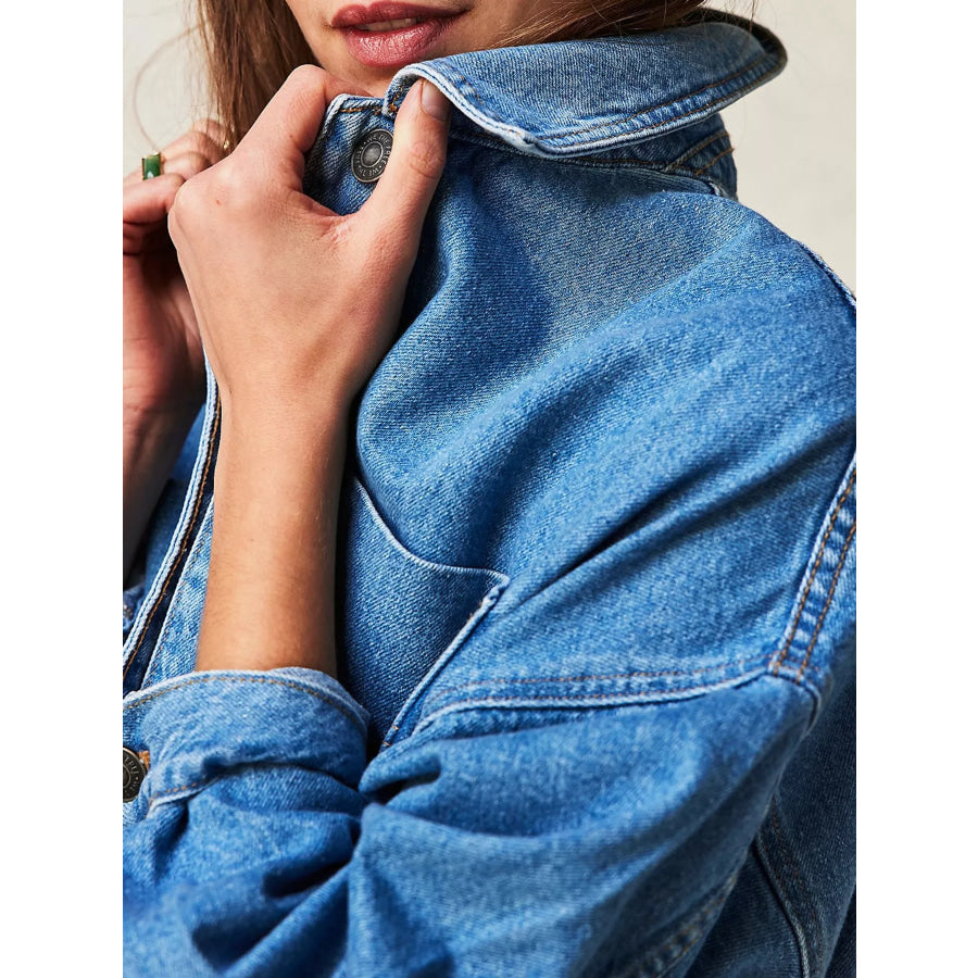 Button Up Long Sleeve Denim Jacket Apparel and Accessories