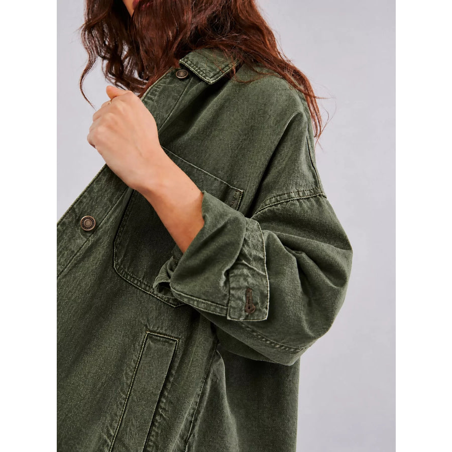 Button Up Long Sleeve Denim Jacket Apparel and Accessories