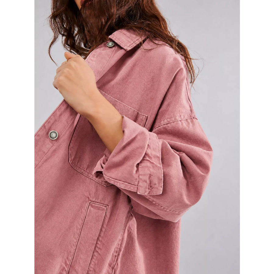 Button Up Long Sleeve Denim Jacket Apparel and Accessories
