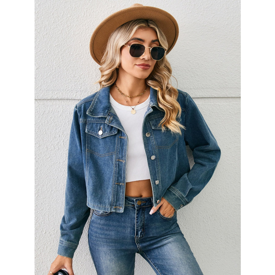 Button Up Long Sleeve Denim Jacket Apparel and Accessories