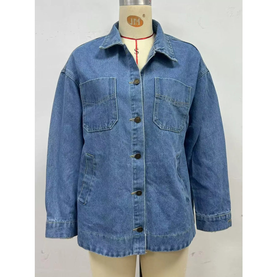 Button Up Long Sleeve Denim Jacket Apparel and Accessories