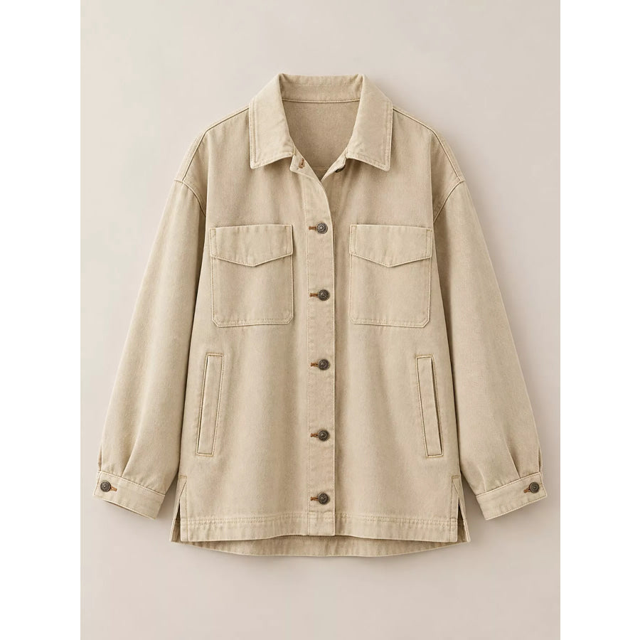 Button Up Long Sleeve Denim Jacket Apparel and Accessories