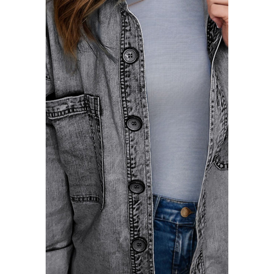 Button Up Long Sleeve Denim Jacket Apparel and Accessories