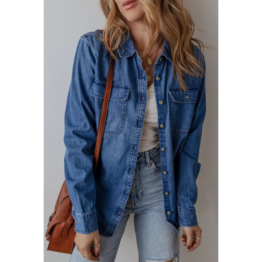 Button Up Long Sleeve Denim Jacket Medium / S Apparel and Accessories