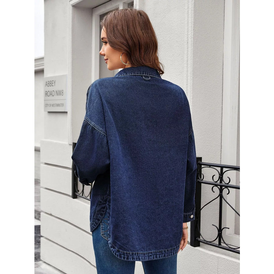Button Up Long Sleeve Denim Shirt Apparel and Accessories