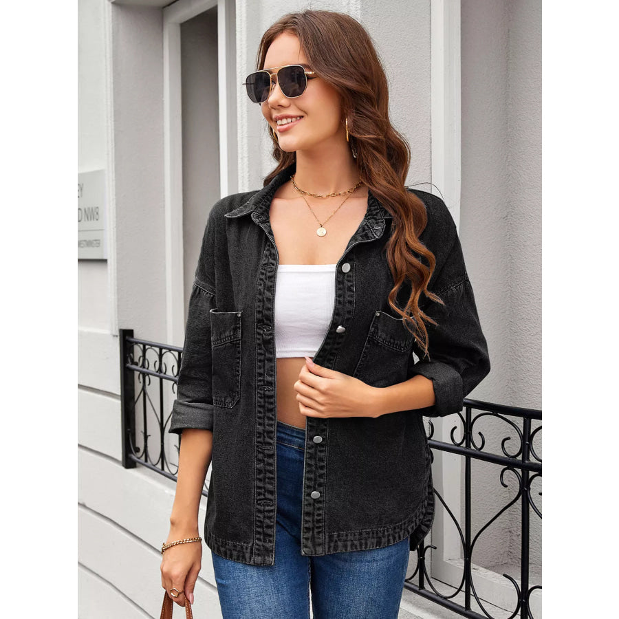 Button Up Long Sleeve Denim Shirt Apparel and Accessories