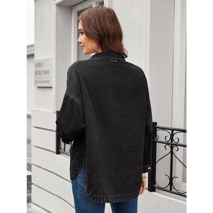 Button Up Long Sleeve Denim Shirt Apparel and Accessories