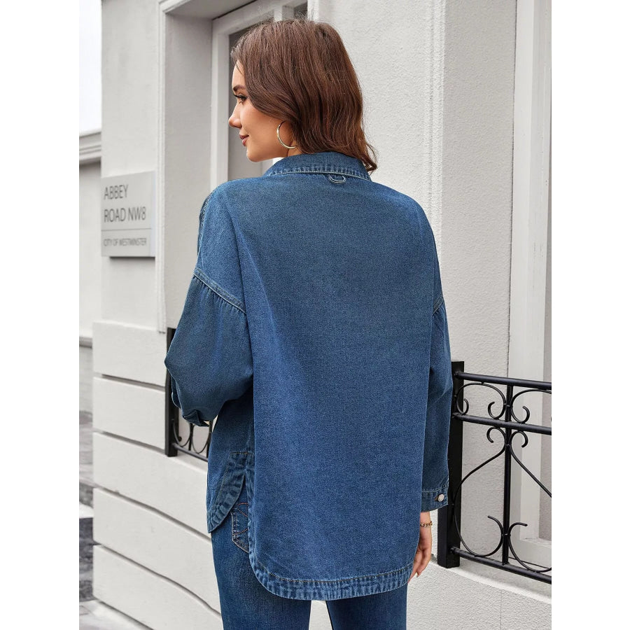 Button Up Long Sleeve Denim Shirt Apparel and Accessories