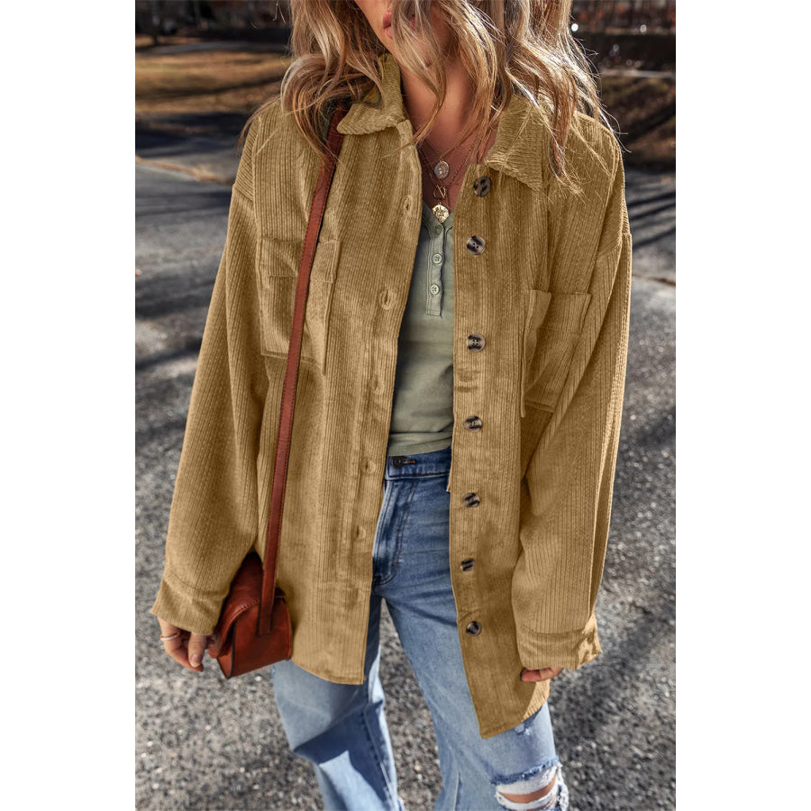 Button Up Long Sleeve Jacket Camel / L Apparel and Accessories