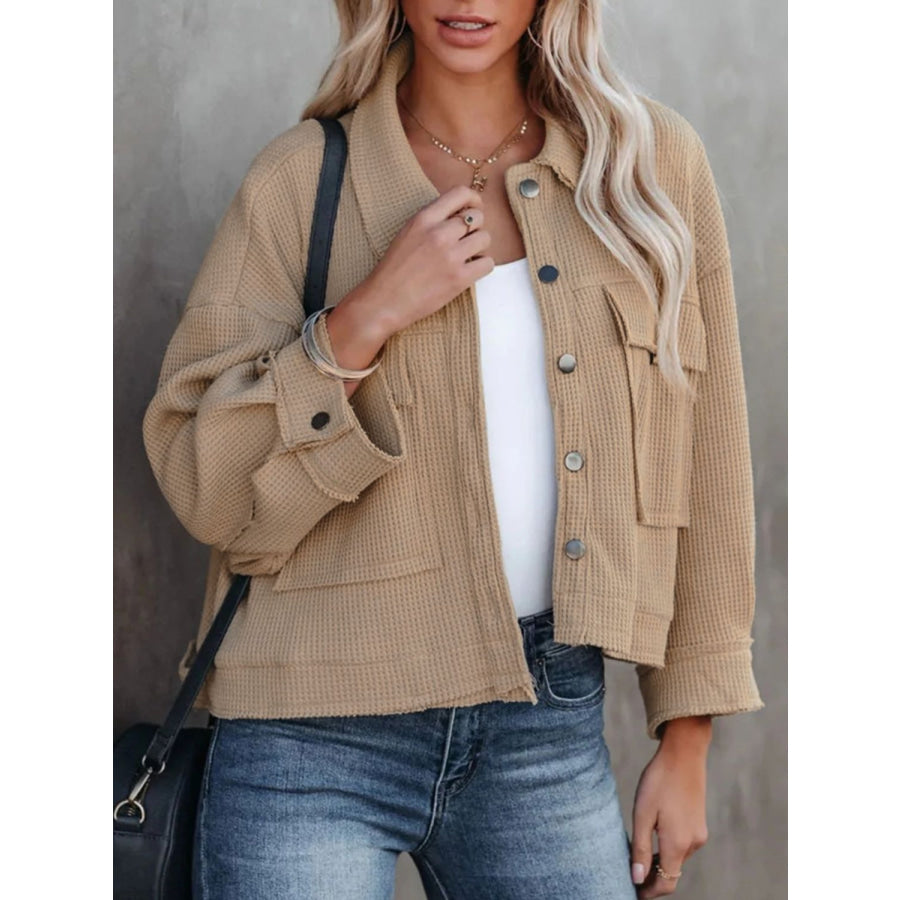 Button Up Long Sleeve Jacket Camel / S Apparel and Accessories