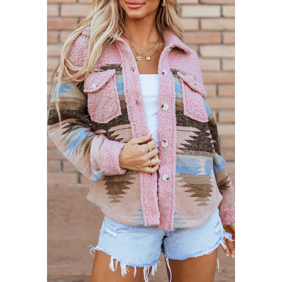 Button Up Long Sleeve Jacket Dusty Pink / S Apparel and Accessories