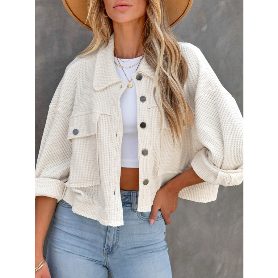 Button Up Long Sleeve Jacket White / S Apparel and Accessories