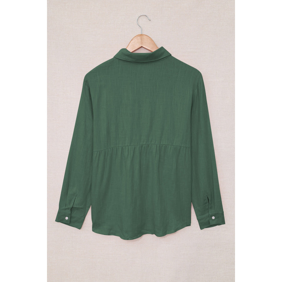 Button Up Long Sleeve Shirt Green / L Apparel and Accessories