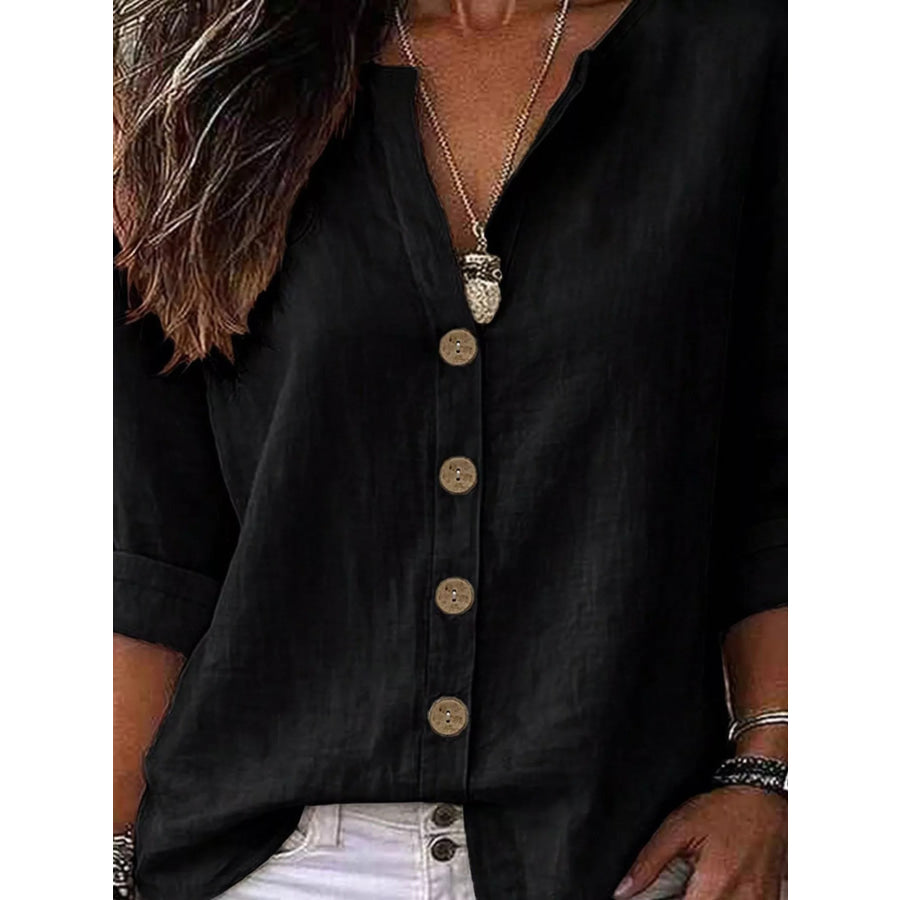Button Up Long Sleeve Shirt Black / S Apparel and Accessories