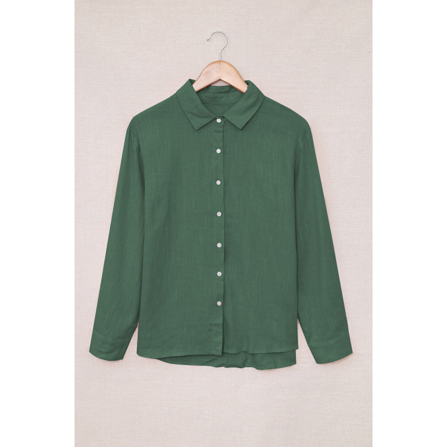 Button Up Long Sleeve Shirt Green / L Apparel and Accessories