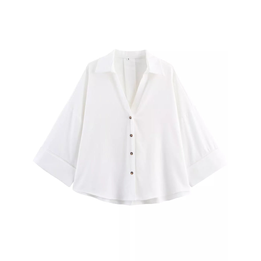 Button Up Long Sleeve Shirt Off-White / XS Apparel and Accessories