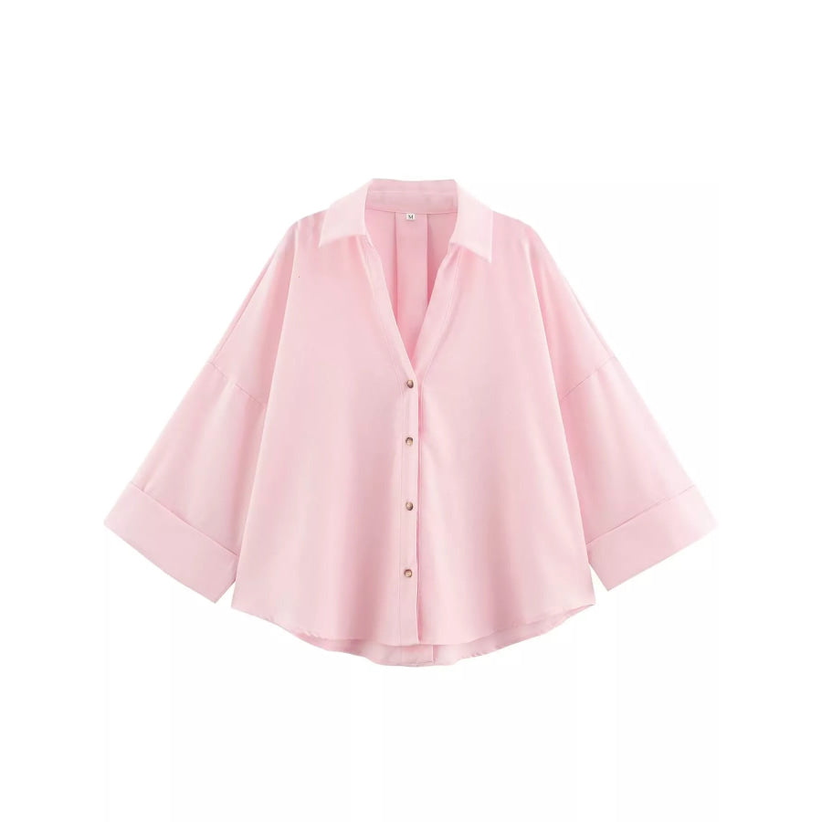 Button Up Long Sleeve Shirt Pink / XS Apparel and Accessories