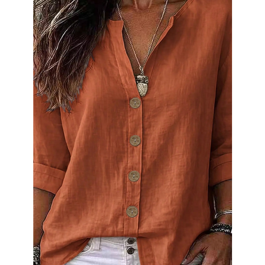 Button Up Long Sleeve Shirt Red / S Apparel and Accessories