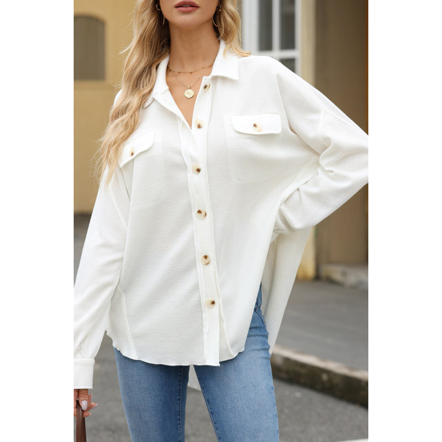 Button Up Long Sleeve Shirt White / M Apparel and Accessories