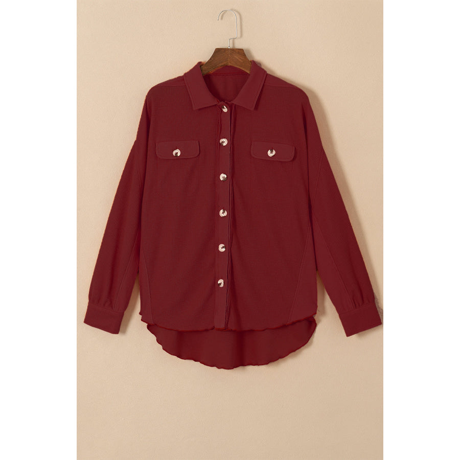 Button Up Long Sleeve Shirt Wine / M Apparel and Accessories