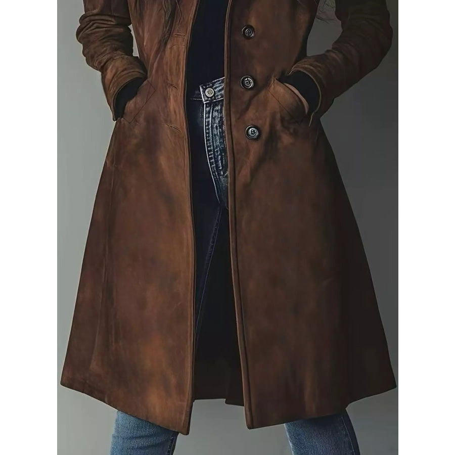Button Up Long Sleeve Trench Coat Apparel and Accessories