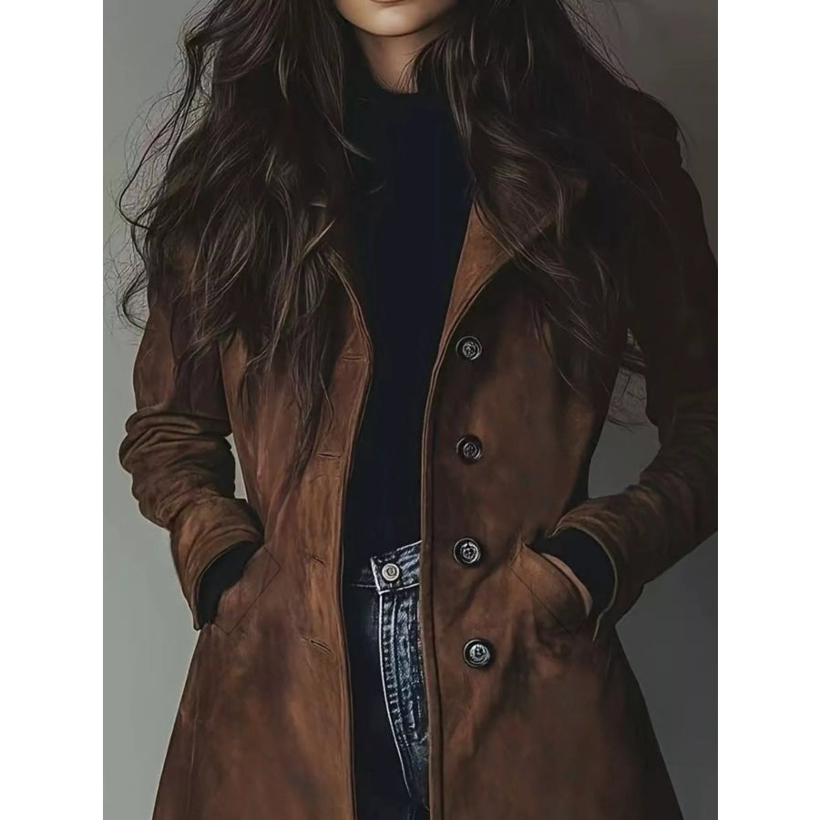 Button Up Long Sleeve Trench Coat Apparel and Accessories