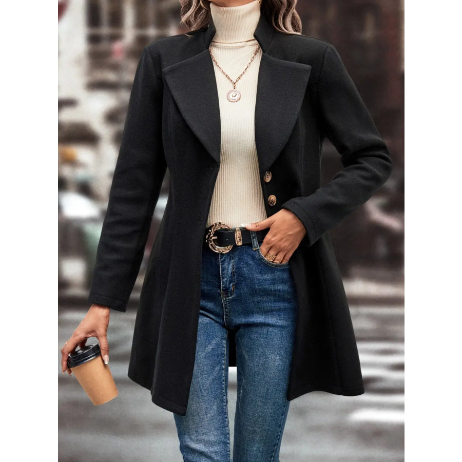 Button Up Longline Coat Black / S Apparel and Accessories