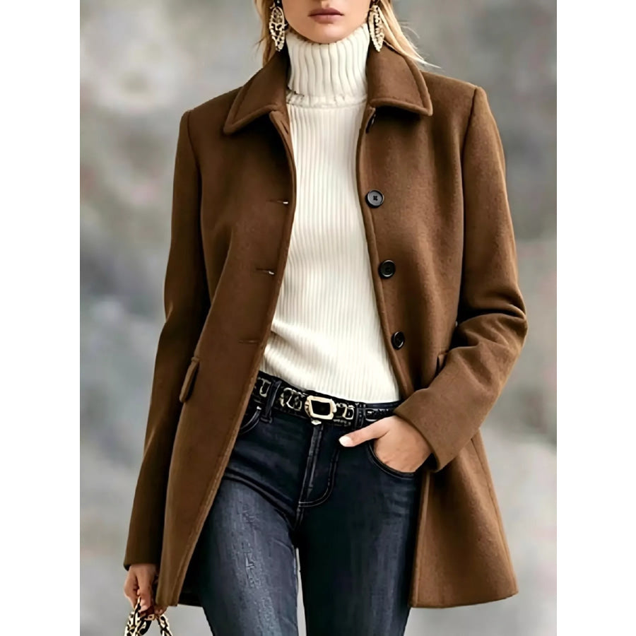 Button Up Longline Coat Dark Brown / S Apparel and Accessories