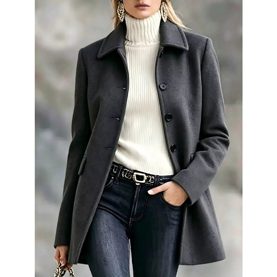 Button Up Longline Coat Dark Gray / S Apparel and Accessories
