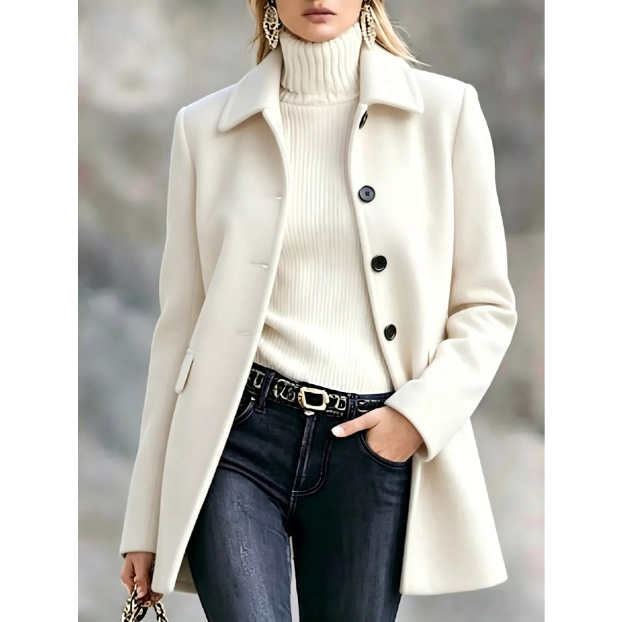 Button Up Longline Coat White / S Apparel and Accessories