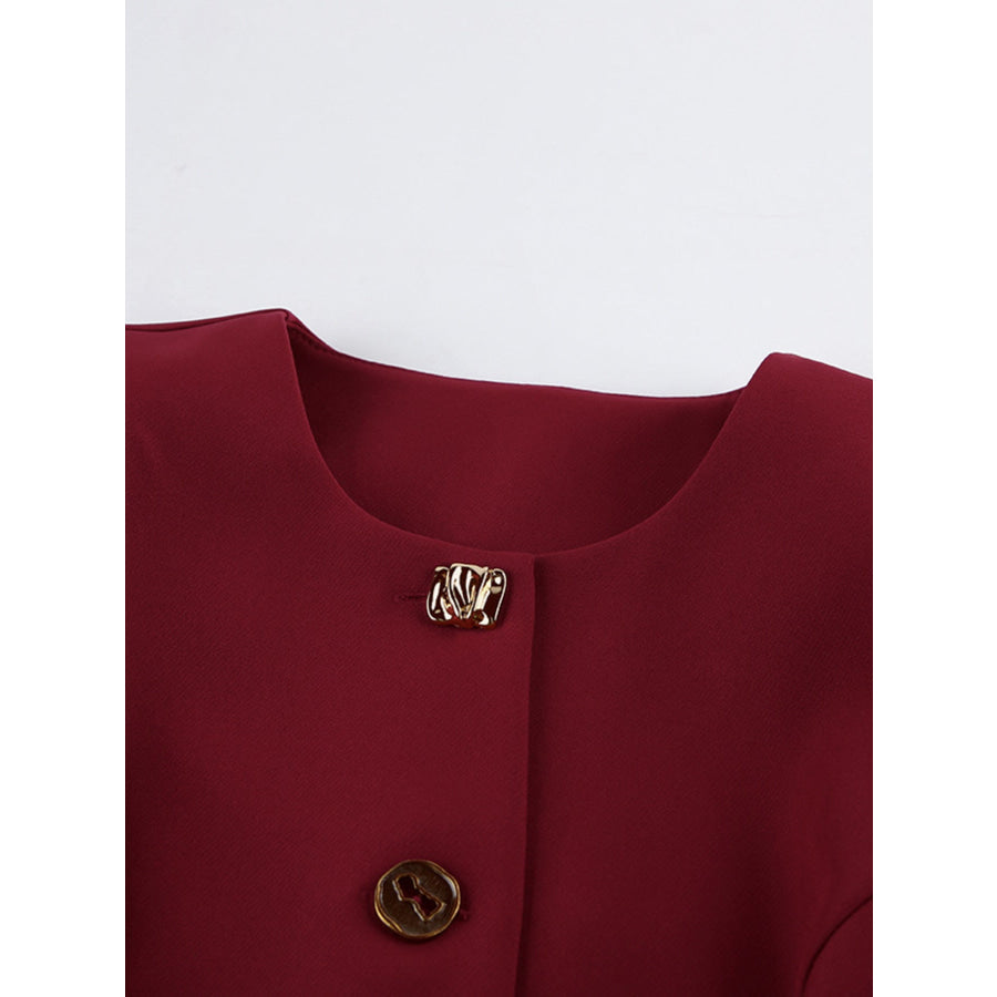 Button Up Peplum Blazer & Skirt Set Apparel and Accessories